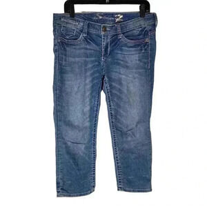 7 Seven For All Mankind Womens Thick Stitch Crop Stretch Denim Jeans Size 8